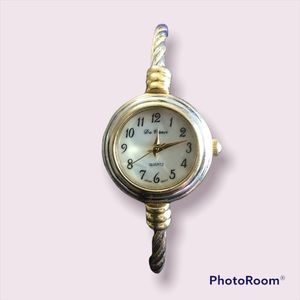 Dainty two-tone bangle watch